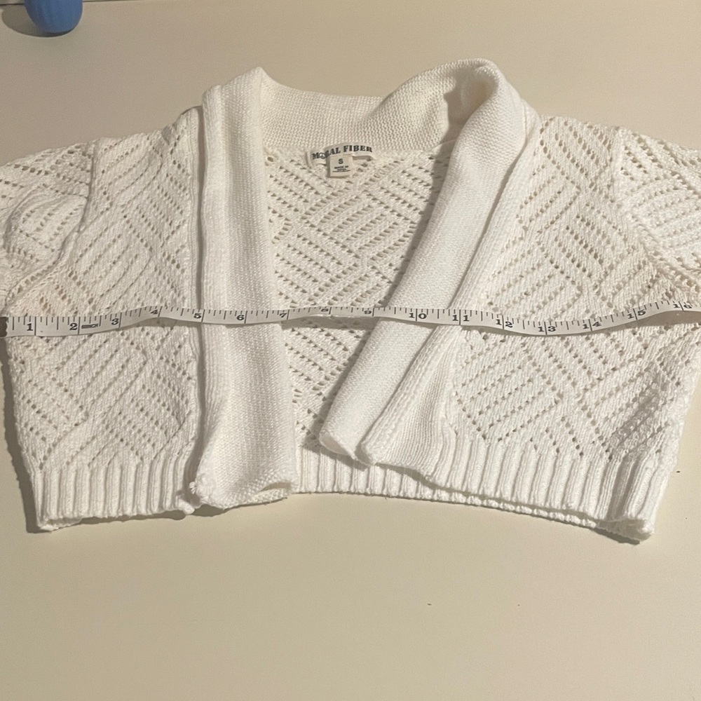 Moral Fiber Cream Open-Front Knit Shrug - Picture 7 of 9
